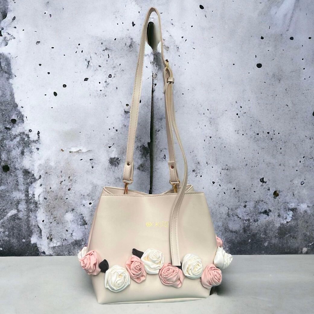 Beige Floral  Bucket Bag - Image 3